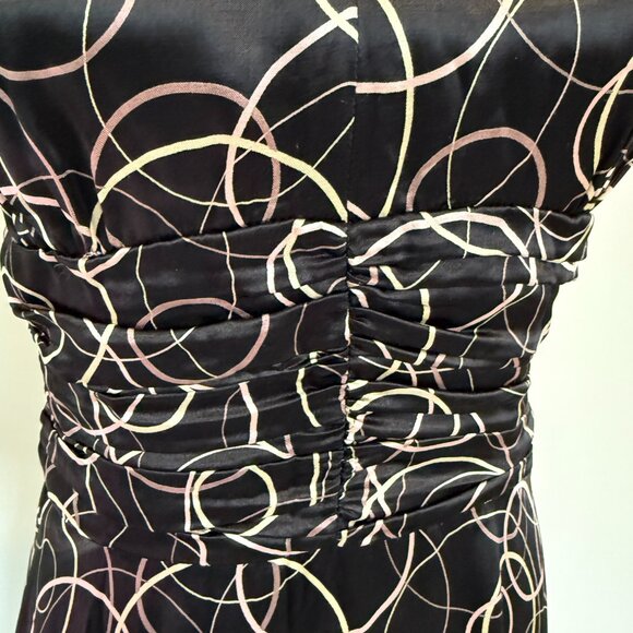 Vintage 00's Halter Dress Y2k Black Brown Circles by Harolds Size 6 Knee Length - Picture 7 of 10